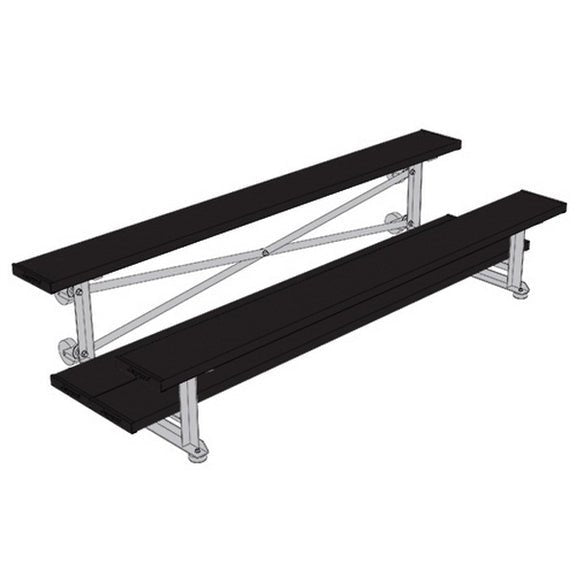 Jaypro Sports Bleacher - 2 Row - Tip & Roll, Double Foot Plank, Powder Coated - 7.5' L (BLDP - 275TRGPC) - SchoolOutlet