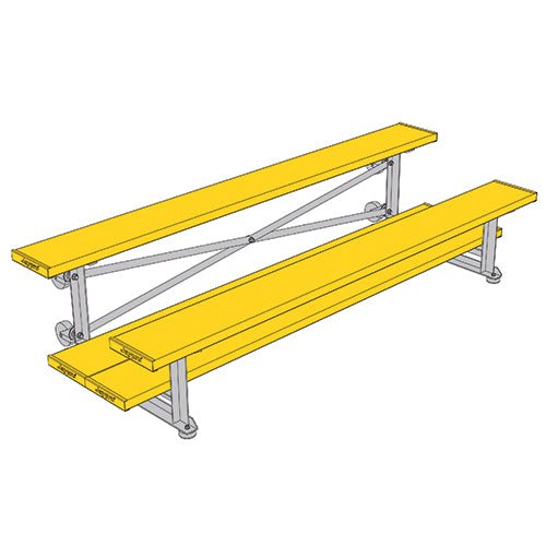 Jaypro Sports Bleacher - 2 Row - Tip & Roll, Double Foot Plank, Powder Coated - 7.5' L (BLDP - 275TRGPC) - SchoolOutlet