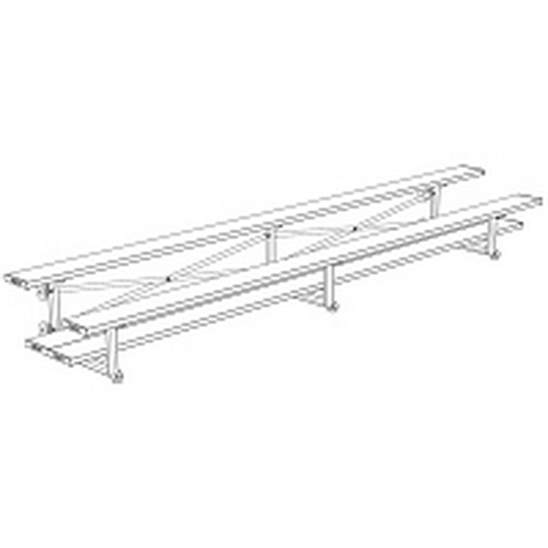 Jaypro Sports Bleacher - 2 Row - Tip & Roll, Double Foot Plank - 15' L (BLDP - 2TRG) - SchoolOutlet