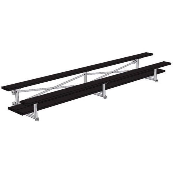 Jaypro Sports Bleacher - 2 Row - Tip & Roll, Double Foot Plank, Powder Coated - 15' L (BLDP - 2TRGPC) - SchoolOutlet