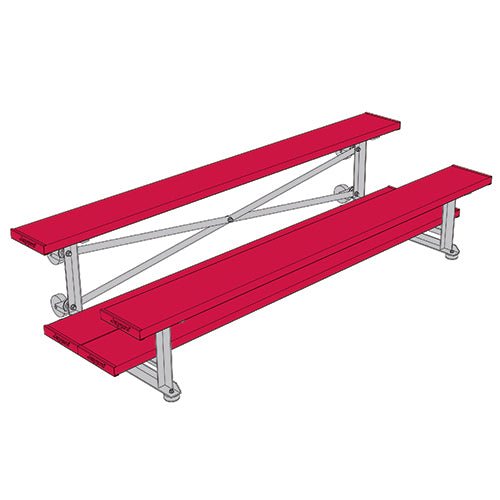 Jaypro Sports Bleacher - 2 Row - Tip & Roll, Double Foot Plank, Powder Coated - 15' L (BLDP - 2TRGPC) - SchoolOutlet