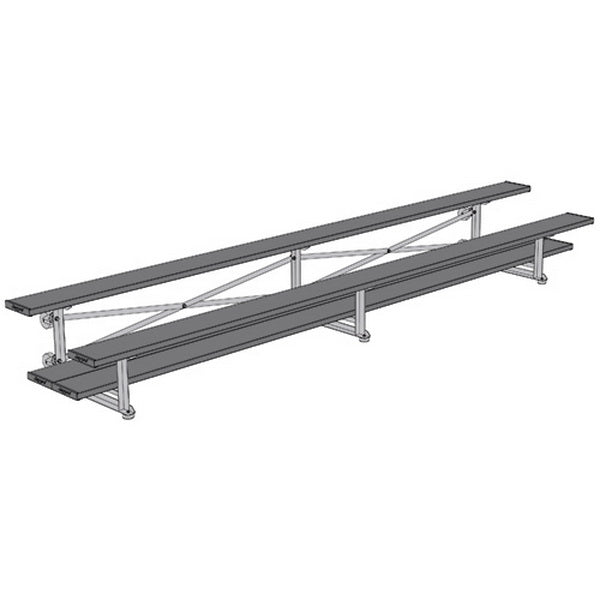 Jaypro Sports Bleacher - 2 Row - Tip & Roll, Double Foot Plank, Powder Coated - 15' L (BLDP - 2TRGPC) - SchoolOutlet