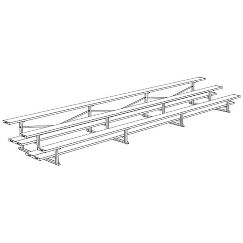 Jaypro Sports Bleacher - 3 Row - Double Foot Plank, All Aluminum Bleachers - 21' L (BLDP - 321AL) - SchoolOutlet