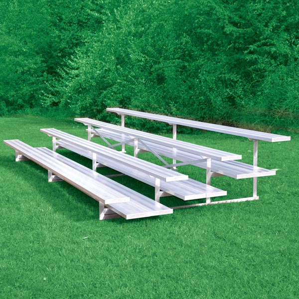 Jaypro Sports Bleacher - 3 Row - Double Foot Plank, All Aluminum Bleachers - 21' L (BLDP - 321AL) - SchoolOutlet