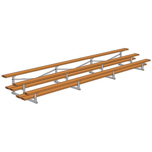 Jaypro Sports Bleacher - 3 Row - Double Foot Plank, All Aluminum Bleachers, Powder Coated - 21' L (BLDP - 321ALPC) - SchoolOutlet