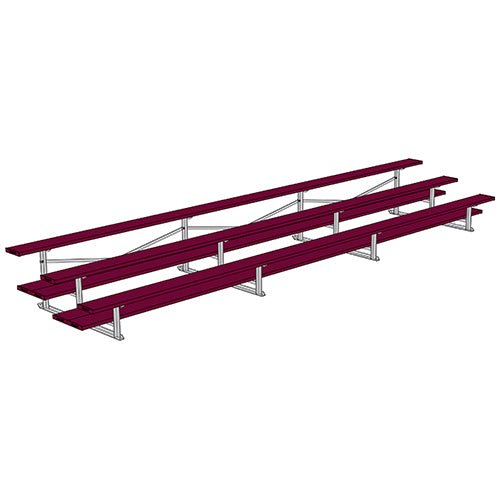 Jaypro Sports Bleacher - 3 Row - Double Foot Plank, All Aluminum Bleachers, Powder Coated - 21' L (BLDP - 321ALPC) - SchoolOutlet