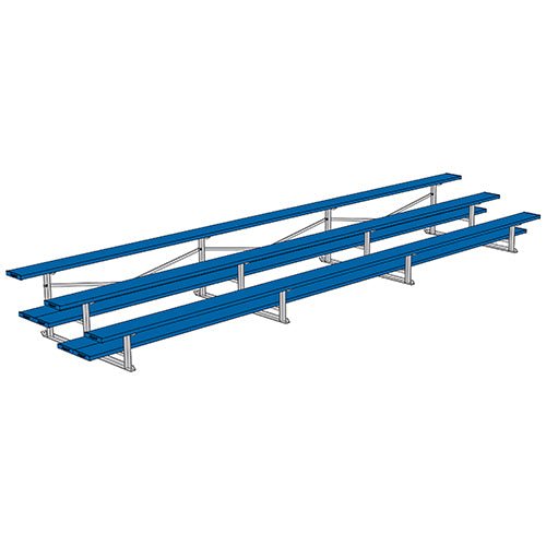 Jaypro Sports Bleacher - 3 Row - Double Foot Plank, All Aluminum Bleachers, Powder Coated - 21' L (BLDP - 321ALPC) - SchoolOutlet