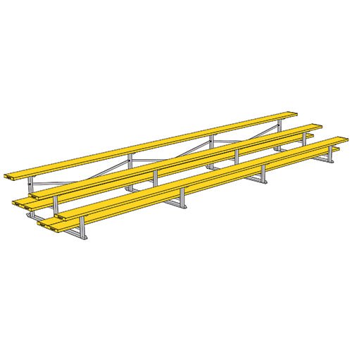 Jaypro Sports Bleacher - 3 Row - Double Foot Plank, All Aluminum Bleachers, Powder Coated - 21' L (BLDP - 321ALPC) - SchoolOutlet