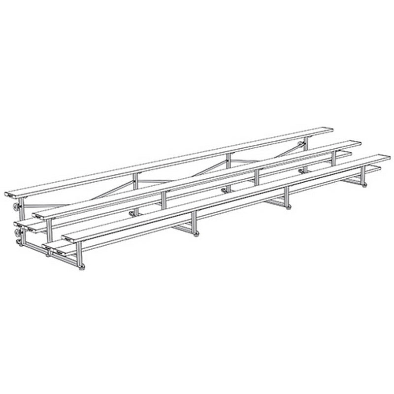 Jaypro Sports Bleacher - 3 Row - Tip & Roll, Double Foot Plank - 21' L (BLDP - 321TRG) - SchoolOutlet