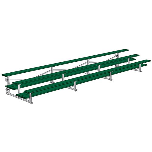 Jaypro Sports Bleacher - 3 Row - Tip & Roll, Double Foot Plank, Powder Coated - 21' L (BLDP - 321TRGPC) - SchoolOutlet