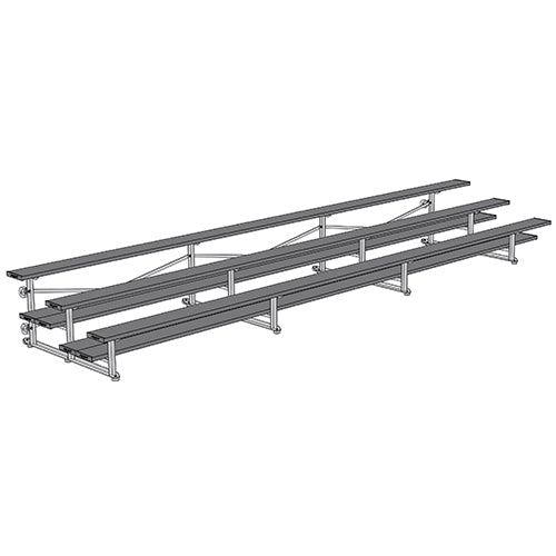 Jaypro Sports Bleacher - 3 Row - Tip & Roll, Double Foot Plank, Powder Coated - 21' L (BLDP - 321TRGPC) - SchoolOutlet