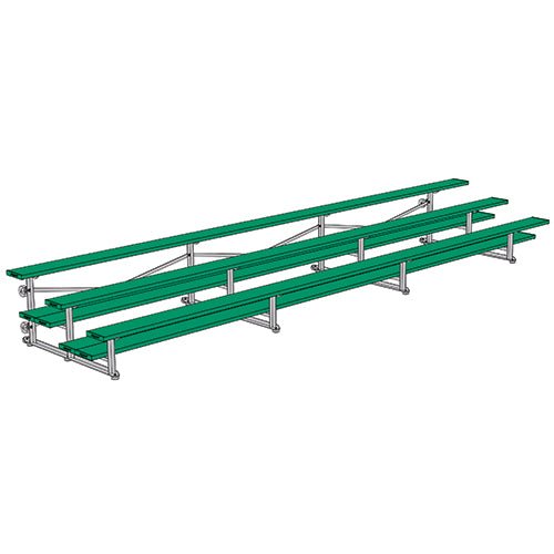 Jaypro Sports Bleacher - 3 Row - Tip & Roll, Double Foot Plank, Powder Coated - 21' L (BLDP - 321TRGPC) - SchoolOutlet