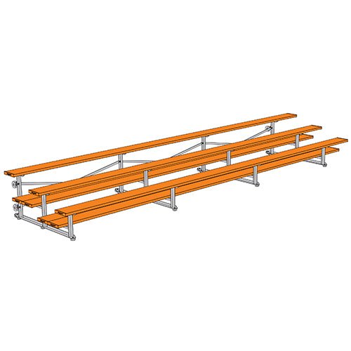 Jaypro Sports Bleacher - 3 Row - Tip & Roll, Double Foot Plank, Powder Coated - 21' L (BLDP - 321TRGPC) - SchoolOutlet