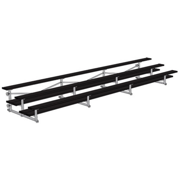 Jaypro Sports Bleacher - 3 Row - Tip & Roll, Double Foot Plank, Powder Coated - 21' L (BLDP - 321TRGPC) - SchoolOutlet