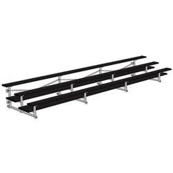 Jaypro Sports Bleacher  - 3 Row - Tip & Roll, Double Foot Plank, Powder Coated - 21' L (BLDP-321TRGPC)