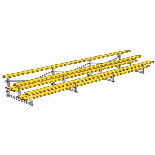 Jaypro Sports Bleacher - 3 Row - Tip & Roll, Double Foot Plank, Powder Coated - 21' L (BLDP - 321TRGPC) - SchoolOutlet