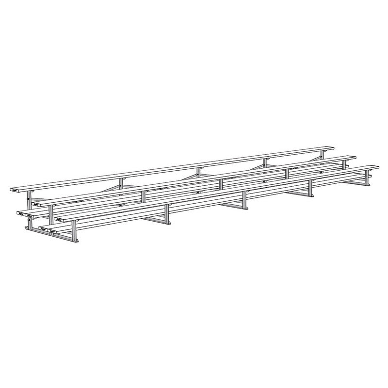 Jaypro Sports Bleacher - 3 Row - Double Foot Plank, All Aluminum Bleachers - 27' L (BLDP - 327AL) - SchoolOutlet