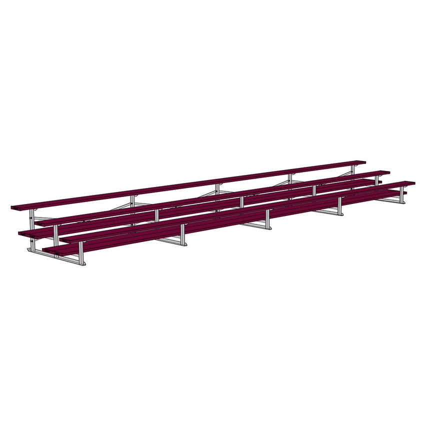 Jaypro Sports Bleacher - 3 Row - Double Foot Plank, All Aluminum Bleachers, Powder Coated - 27' L (BLDP - 327ALPC) - SchoolOutlet