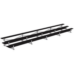 Jaypro Sports Bleacher  - 3 Row - Double Foot Plank, All Aluminum Bleachers, Powder Coated - 27' L (BLDP-327ALPC)