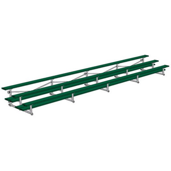 Jaypro Sports Bleacher - 3 Row - Double Foot Plank, All Aluminum Bleachers, Powder Coated - 27' L (BLDP - 327ALPC) - SchoolOutlet