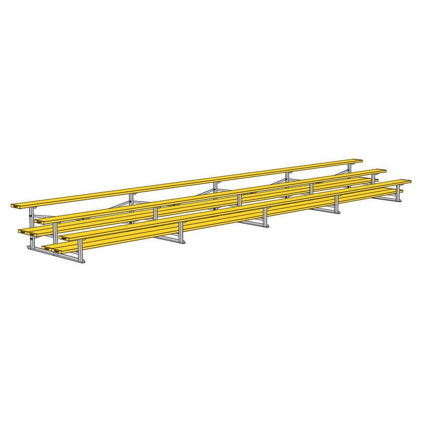 Jaypro Sports Bleacher - 3 Row - Double Foot Plank, All Aluminum Bleachers, Powder Coated - 27' L (BLDP - 327ALPC) - SchoolOutlet