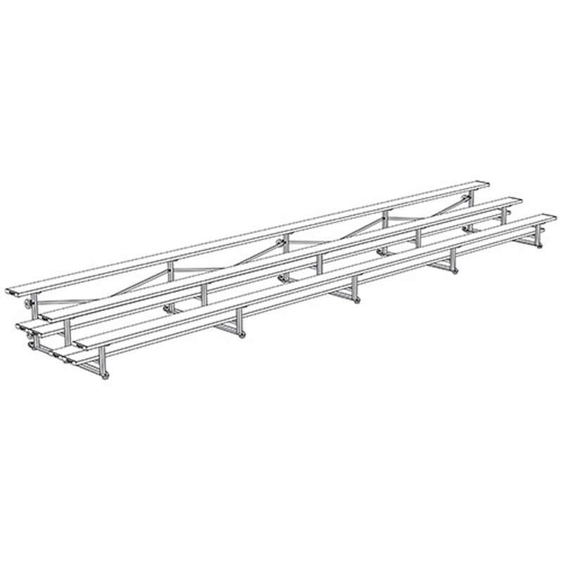 Jaypro Sports Bleacher - 3 Row - Tip & Roll, Double Foot Plank - 27' L (BLDP - 327TRG) - SchoolOutlet