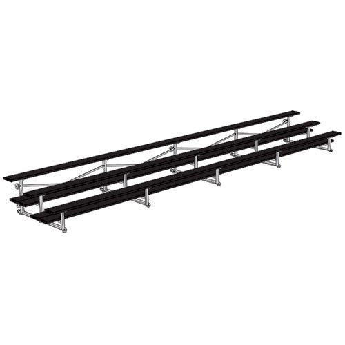 Jaypro Sports Bleacher - 3 Row - Tip & Roll, Double Foot Plank, Powder Coated - 27' L (BLDP - 327TRGPC) - SchoolOutlet