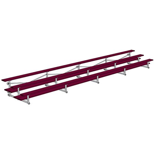 Jaypro Sports Bleacher - 3 Row - Tip & Roll, Double Foot Plank, Powder Coated - 27' L (BLDP - 327TRGPC) - SchoolOutlet