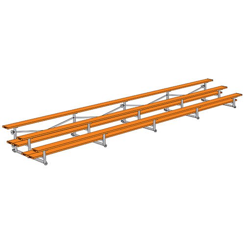 Jaypro Sports Bleacher - 3 Row - Tip & Roll, Double Foot Plank, Powder Coated - 27' L (BLDP - 327TRGPC) - SchoolOutlet