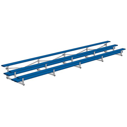 Jaypro Sports Bleacher - 3 Row - Tip & Roll, Double Foot Plank, Powder Coated - 27' L (BLDP - 327TRGPC) - SchoolOutlet