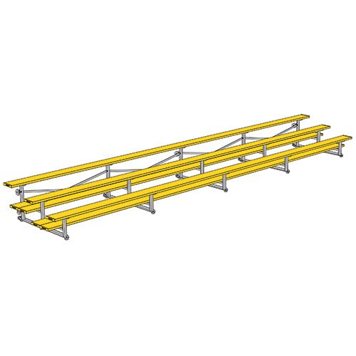 Jaypro Sports Bleacher - 3 Row - Tip & Roll, Double Foot Plank, Powder Coated - 27' L (BLDP - 327TRGPC) - SchoolOutlet