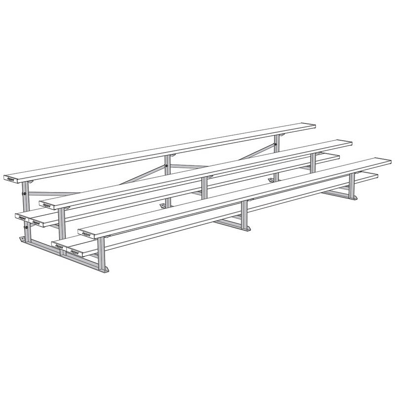 Jaypro Sports Bleacher - 3 Row - Double Foot Plank, All Aluminum Bleachers - 15' L (BLDP - 3AL) - SchoolOutlet