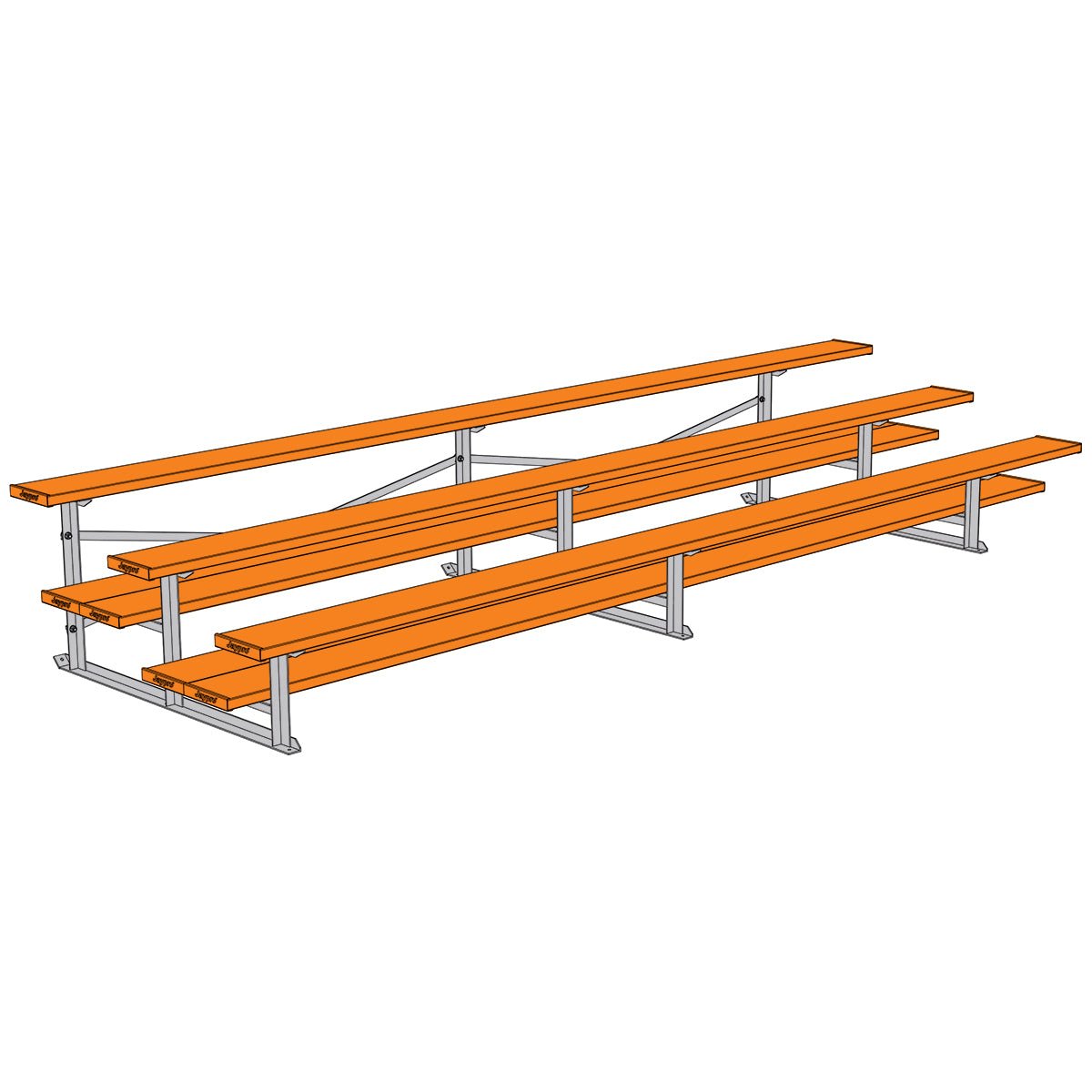 Jaypro Sports Bleacher - 3 Row - Double Foot Plank, All Aluminum Bleachers, Powder Coated - 15' L (BLDP - 3ALPC) - SchoolOutlet