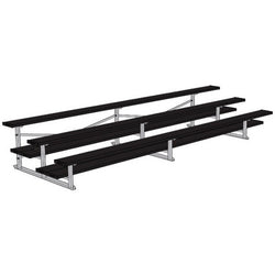 Jaypro Sports Bleacher  - 3 Row - Double Foot Plank, All Aluminum Bleachers, Powder Coated - 15' L (BLDP-3ALPC)