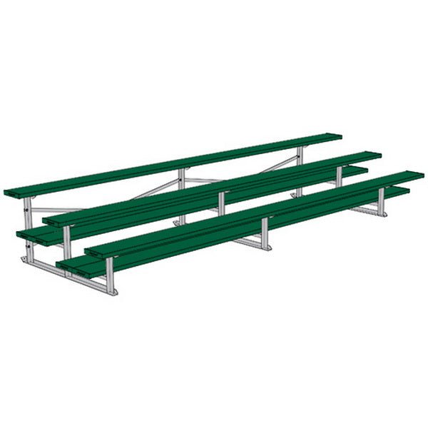 Jaypro Sports Bleacher - 3 Row - Double Foot Plank, All Aluminum Bleachers, Powder Coated - 15' L (BLDP - 3ALPC) - SchoolOutlet