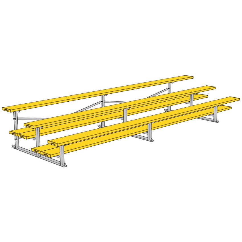 Jaypro Sports Bleacher - 3 Row - Double Foot Plank, All Aluminum Bleachers, Powder Coated - 15' L (BLDP - 3ALPC) - SchoolOutlet