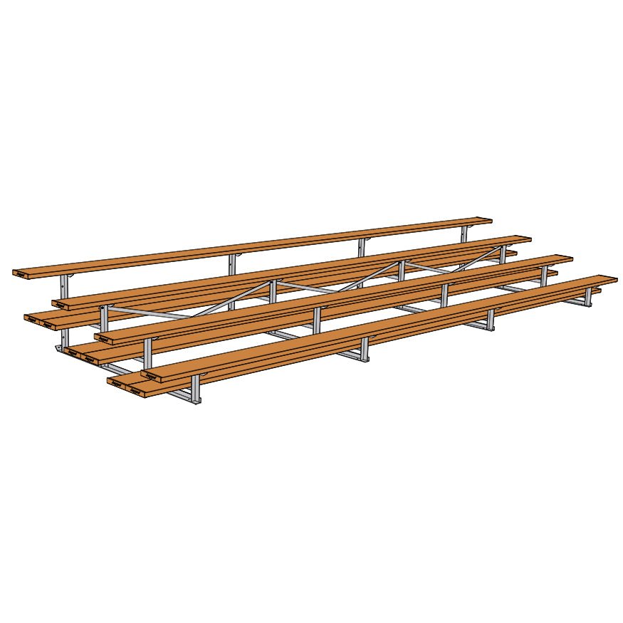 Jaypro Sports Bleacher - 4 Row - Double Foot Plank, All Aluminum Bleachers, Powder Coated - 21' L (BLDP - 421ALPC) - SchoolOutlet