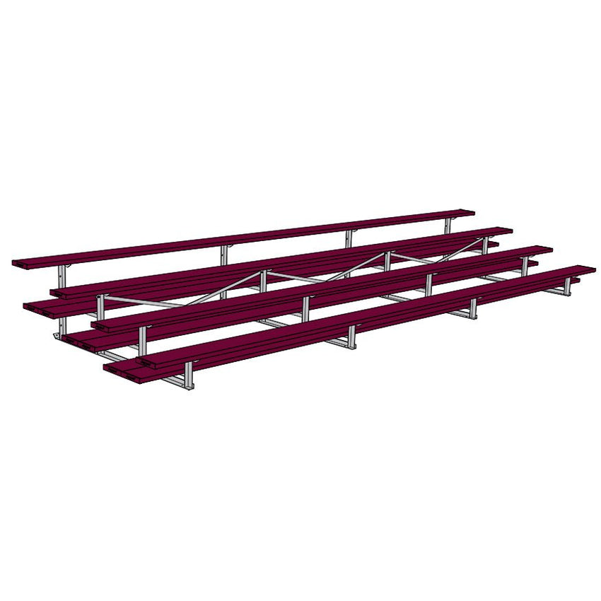 Jaypro Sports Bleacher - 4 Row - Double Foot Plank, All Aluminum Bleachers, Powder Coated - 21' L (BLDP - 421ALPC) - SchoolOutlet