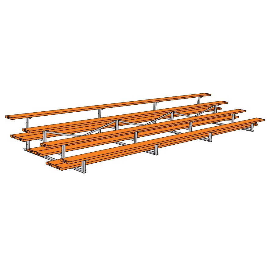 Jaypro Sports Bleacher - 4 Row - Double Foot Plank, All Aluminum Bleachers, Powder Coated - 21' L (BLDP - 421ALPC) - SchoolOutlet