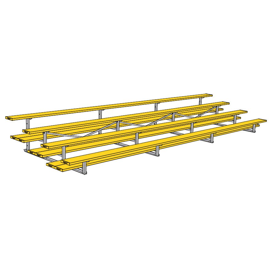 Jaypro Sports Bleacher - 4 Row - Double Foot Plank, All Aluminum Bleachers, Powder Coated - 21' L (BLDP - 421ALPC) - SchoolOutlet