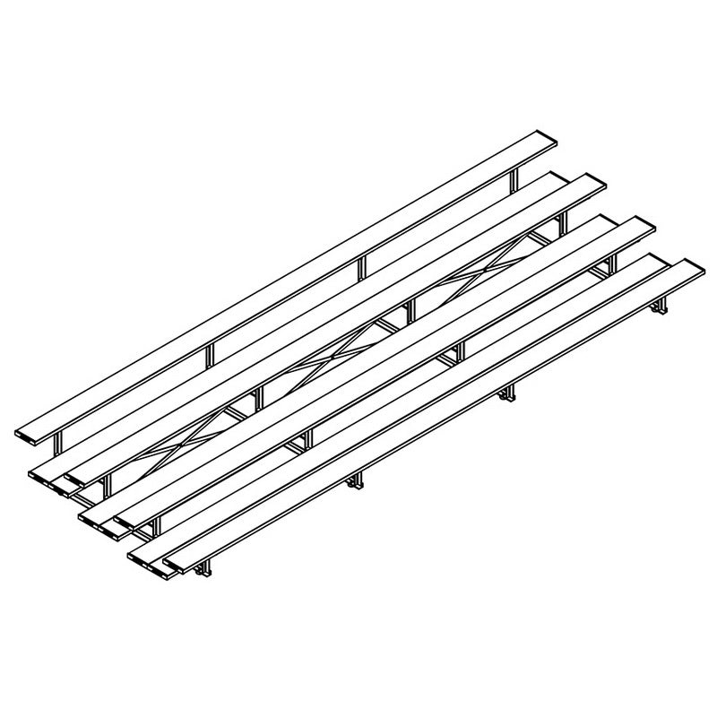 Jaypro Sports Bleacher - 4 Row - Tip & Roll, Double Foot Plank - 21' L (BLDP - 421TRG) - SchoolOutlet