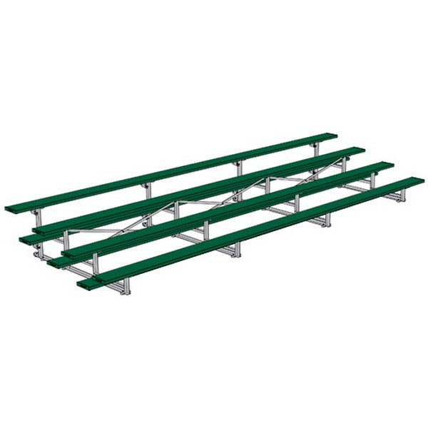 Jaypro Sports Bleacher - 4 Row - Tip & Roll, Double Foot Plank, Powder Coated - 21' L (BLDP - 421TRGPC) - SchoolOutlet