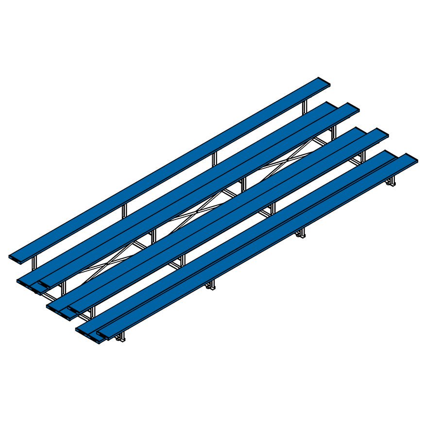 Jaypro Sports Bleacher - 4 Row - Tip & Roll, Double Foot Plank, Powder Coated - 21' L (BLDP - 421TRGPC) - SchoolOutlet