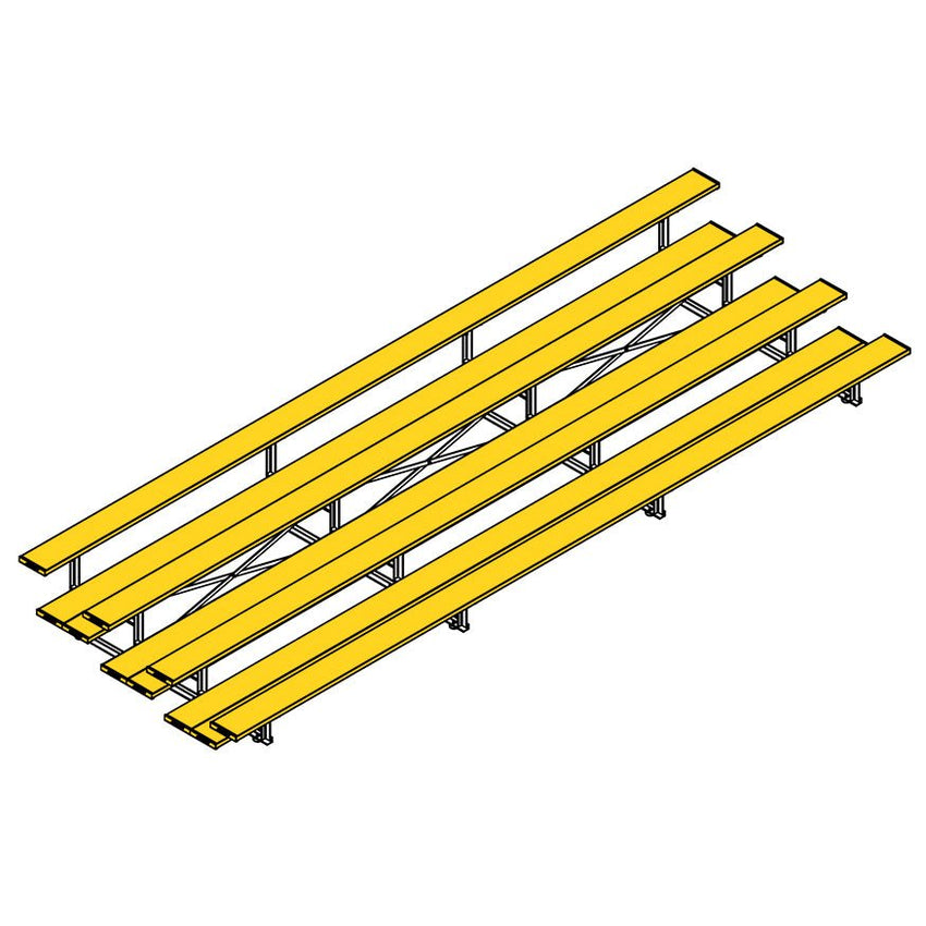 Jaypro Sports Bleacher - 4 Row - Tip & Roll, Double Foot Plank, Powder Coated - 21' L (BLDP - 421TRGPC) - SchoolOutlet