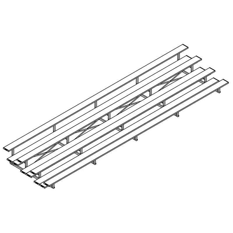 Jaypro Sports Bleacher - 4 Row - Double Foot Plank, All Aluminum Bleachers - 27' L (BLDP - 427AL) - SchoolOutlet