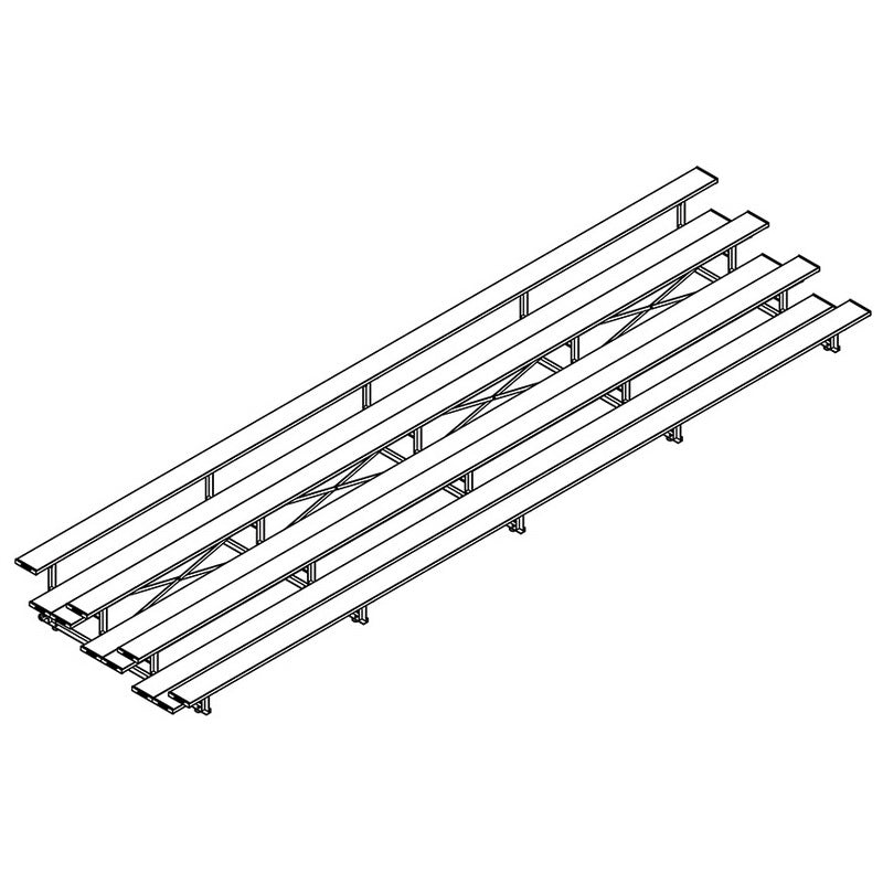 Jaypro Sports Bleacher - 4 Row - Tip & Roll, Double Foot Plank - 27' L (BLDP - 427TRG) - SchoolOutlet