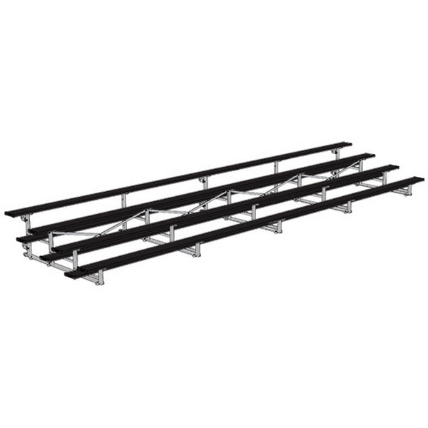 Jaypro Sports Bleacher - 4 Row - Tip & Roll, Double Foot Plank, Powder Coated - 27' L (BLDP - 427TRGPC) - SchoolOutlet