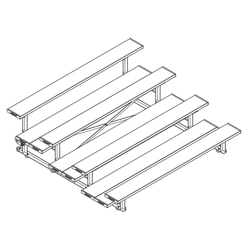 Jaypro Sports Bleacher - 4 Row - Tip & Roll, Double Foot Plank - 7.5' L (BLDP - 475TRG) - SchoolOutlet