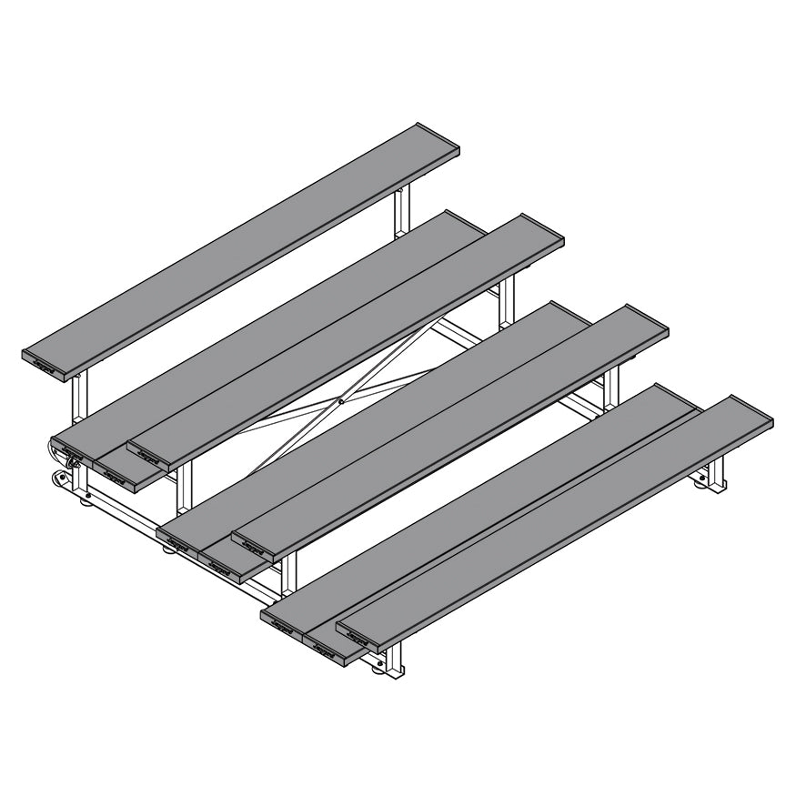 Jaypro Sports Bleacher - 4 Row - Tip & Roll, Double Foot Plank, Powder Coated - 7.5' L (BLDP - 475TRGPC) - SchoolOutlet