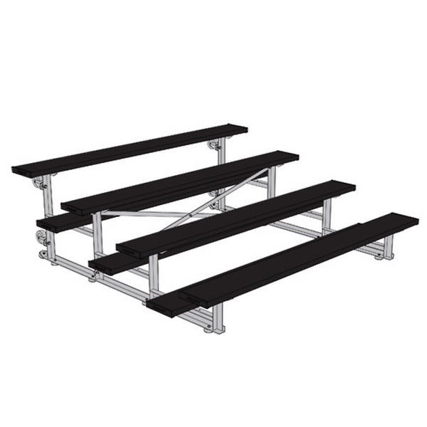 Jaypro Sports Bleacher - 4 Row - Tip & Roll, Double Foot Plank, Powder Coated - 7.5' L (BLDP - 475TRGPC) - SchoolOutlet